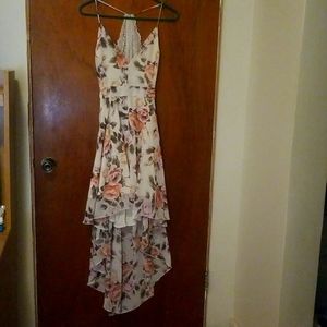 Cream floral high low dress